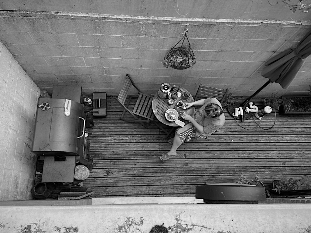 Liza having breakfast