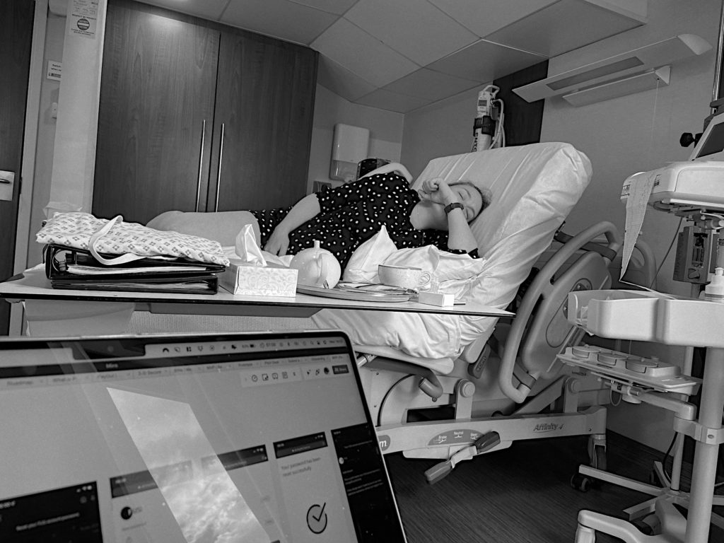 Liza contracting painfully