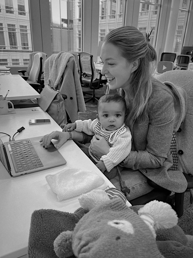 At work with mum