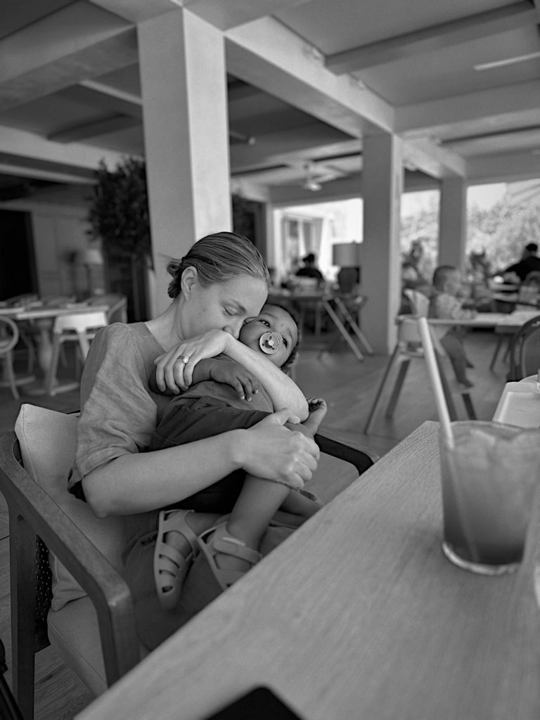 With mum at lunch