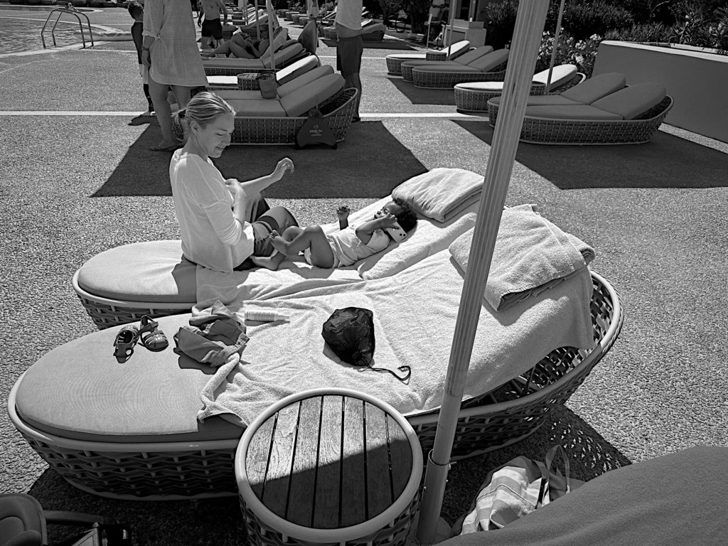 Handling "bidniss" by the pool